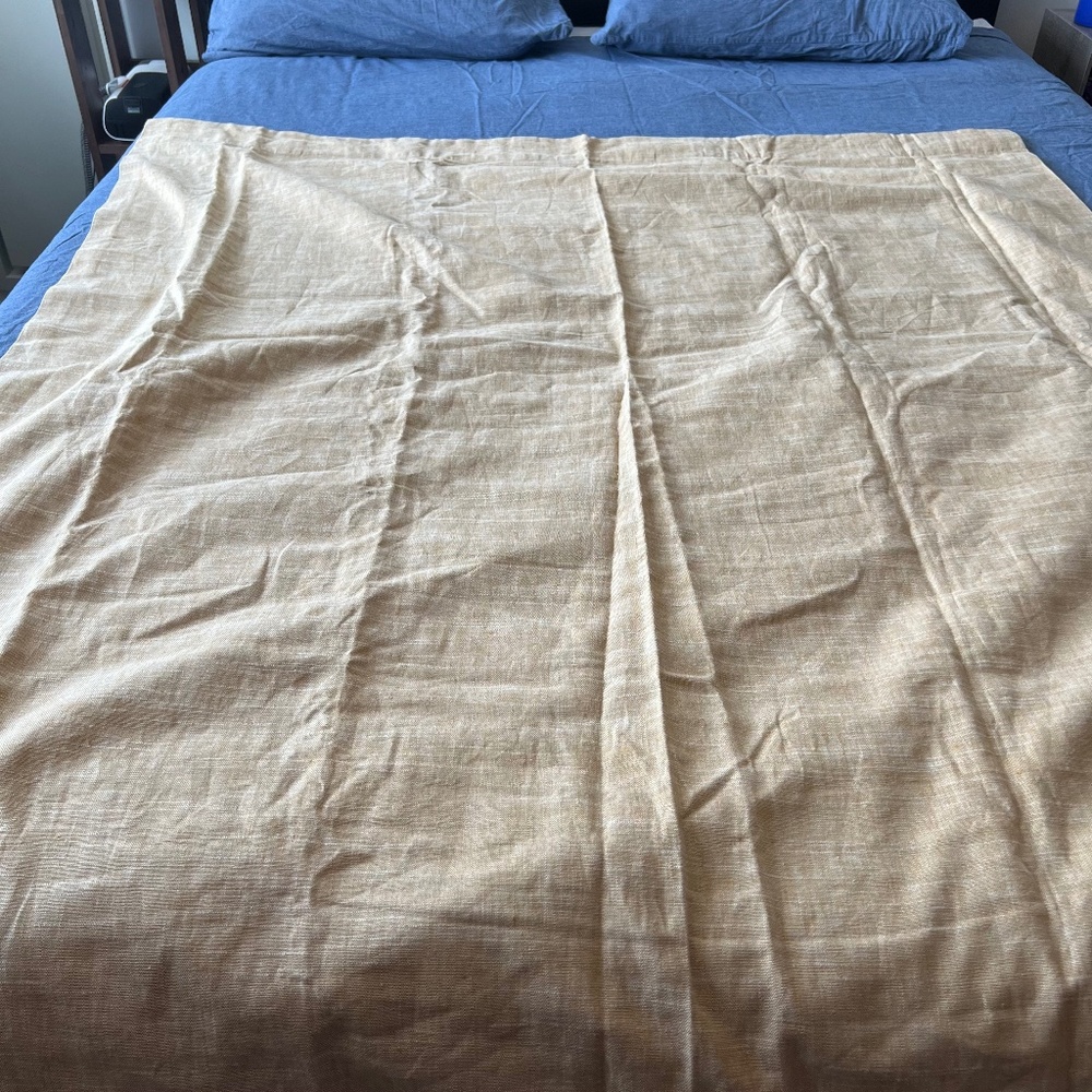 50X96 pottery barn linen yellow lined curtain